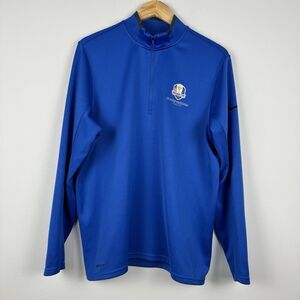 Nike Golf Dri-Fit 1/4 Zip Long Sleeve Pullover Men’s Large Blue 2018 Ryder Cup